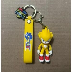 Sonic The Hedgehog Chaos Control Super Sonic Heroes Sega Rubber Key Chain Clip